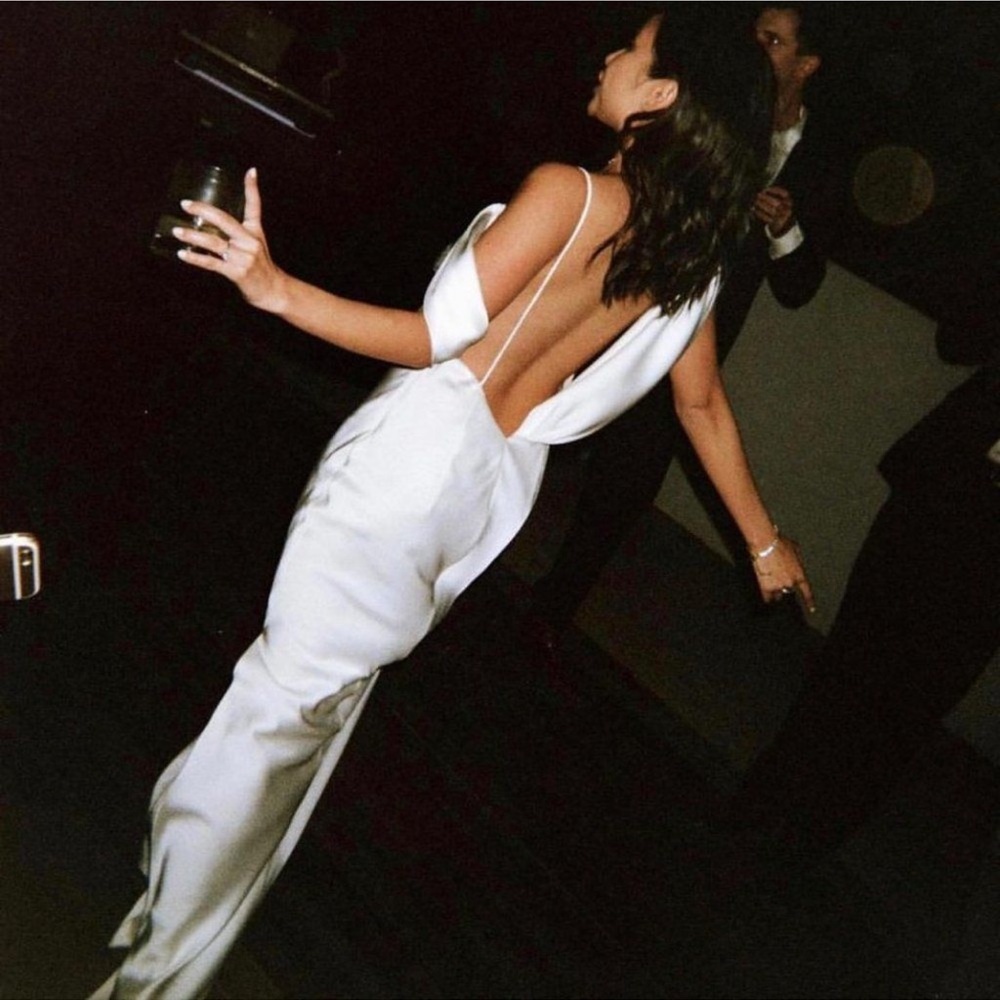 Fame & Partners Francois Drape Gown Maxi Dress in White Size 4